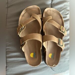 Tan Double Strap Sandals